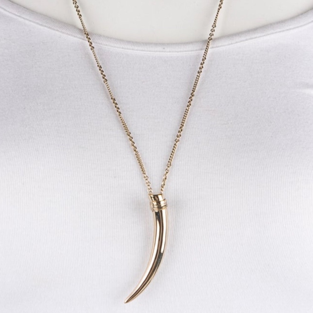 Saint Laurent Light Gold Horn Necklace